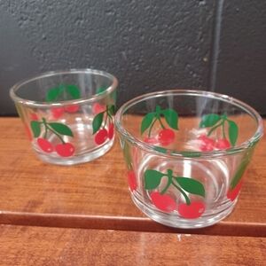 🍒 Vintage Cherry Glass Bowls Set Of 2